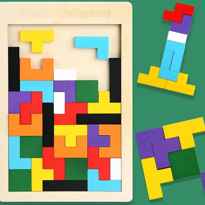 3D Colored Wooden Puzzle Brainer Games