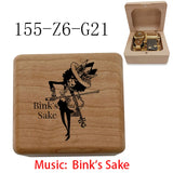 Anime Pirate Brook Wooden Music Box - Bink's Sake Engraved Hand-Crank Musical Toy - Retro Soul King Laser Etched Musicbox - Collectible Nostalgic Fan Gift for Birthday & Room Display