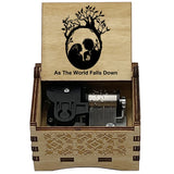 Classic Fantasy Ballad Wooden Music Box - Retro Hand Cranked Musical Gift with As The World Falls Down Quote - Romantic Laser Engraved Silhouette Keepsake for Anniversary, Birthday & Desk Decor