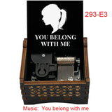"You Belong With Me" Hand-Crank Wooden Music Box - Taylor Swift Inspired Fan Souvenir - Laser-Engraved Lyrics & Portrait - Limited Edition Musical Keepsake Gift