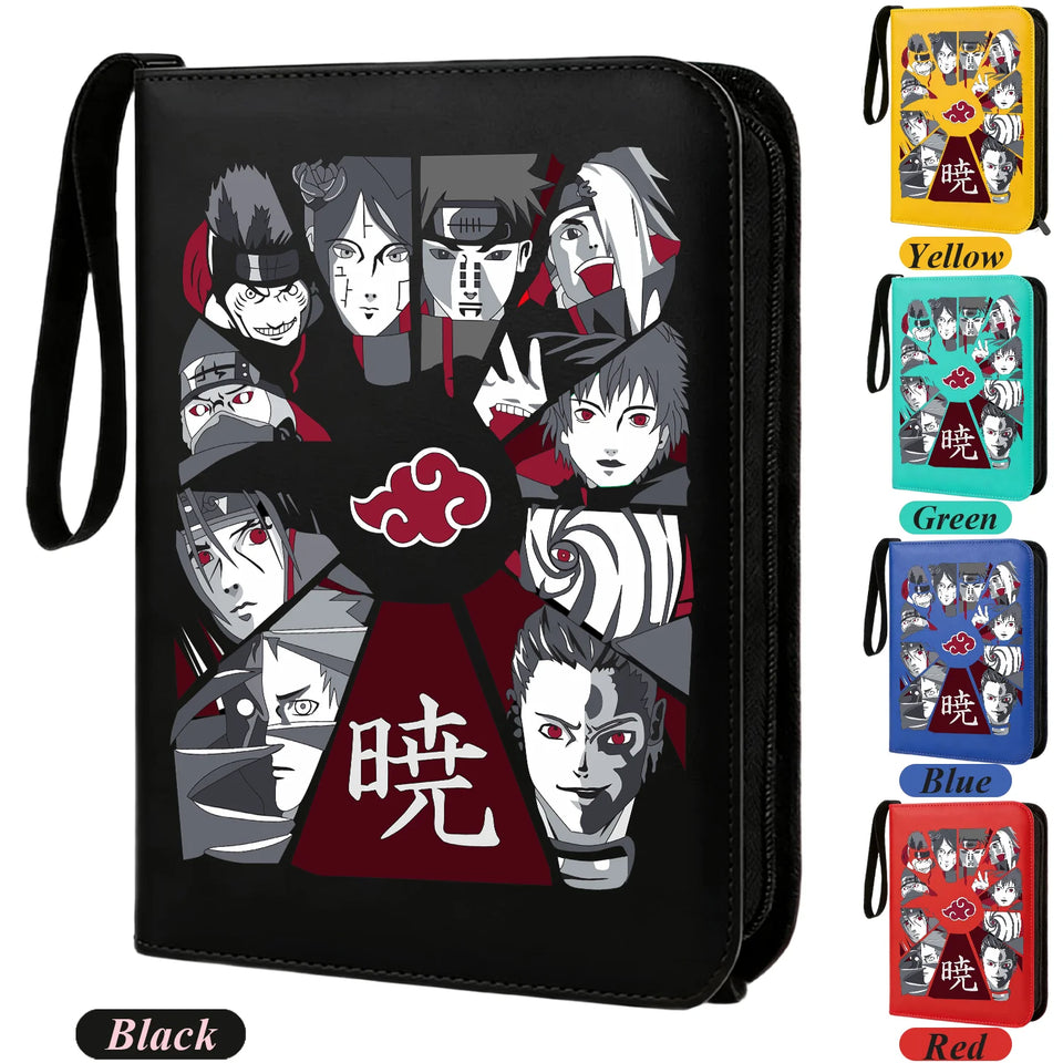 Anime Rogue Ninja Zippered Trading Card Binder - 9-Pocket PU Leather TCG Collector Folder Album with Wrist Strap & Red Cloud Graphic - Portable Storage Case for Pokemon, MTG, Yu-Gi-Oh & Sports Cards