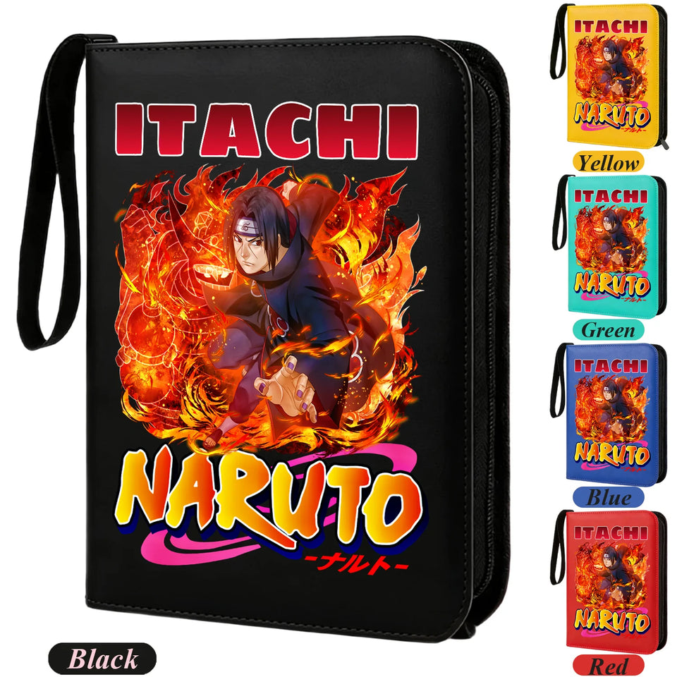 Anime Rogue Ninja Zippered Trading Card Binder - 9-Pocket PU Leather TCG Collector Folder Album with Wrist Strap & Red Cloud Graphic - Portable Storage Case for Pokemon, MTG, Yu-Gi-Oh & Sports Cards