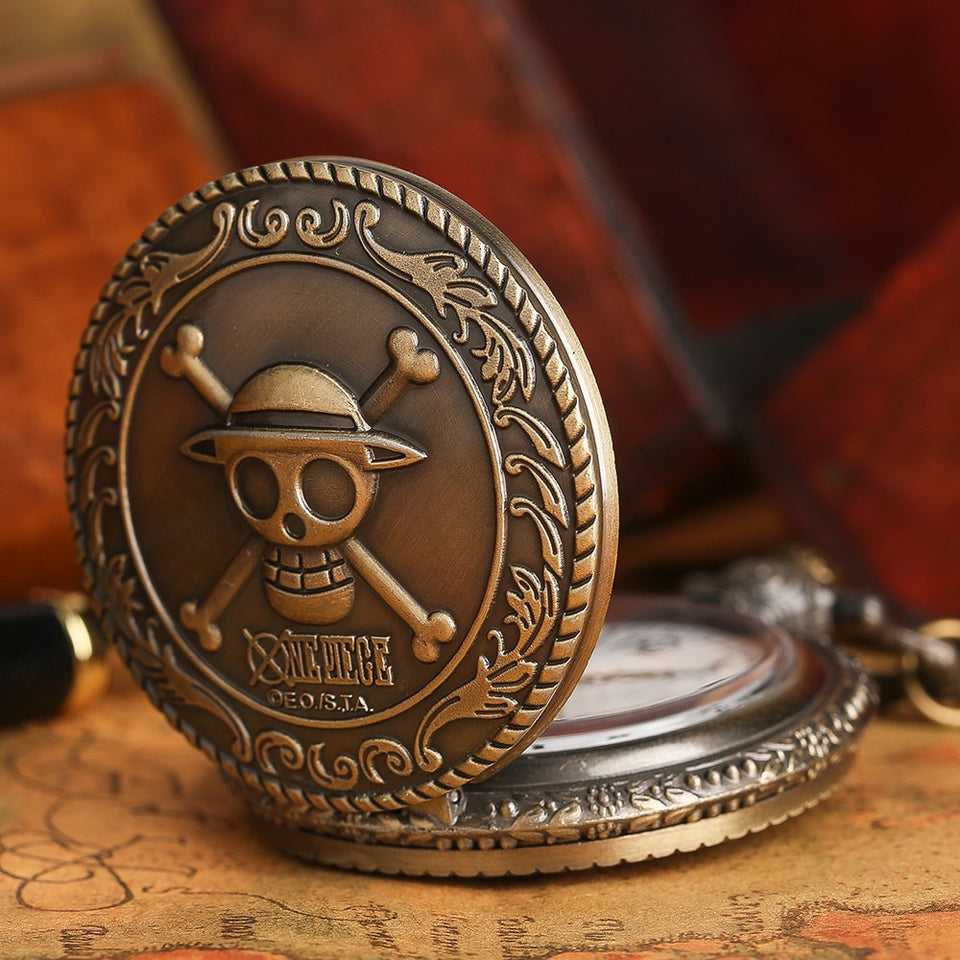 One Piece Anime Steampunk Vintage Pocket Watch Necklace