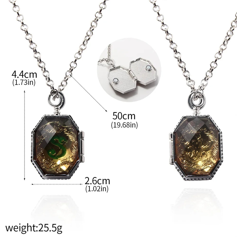 Harry Potter Horcrux Necklace & Keychain Set - Slytherin Locket, Ravenclaw Diadem, Hufflepuff Cup - Vintage Movie Replica Jewelry for Fans