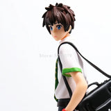 Your Name Anime Figure Set - Premium Taki Tachibana & Mitsuha Miyamizu Uniform Statue - Kimi no Na wa Interlocking Diorama Base Model - Romantic Shinkai Film Collectible Fan Gift with Heart Window Box - (22CM)