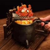 Calcifer Fire Demon LED Night Light - Translucent Calcifer Glowing Desk Lamp - Retro Moving Castle Fire Spirit Resin Statue - Cozy Ambient Bedside Ornament & Novelty Fan Gift