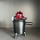 Calcifer Fire Demon LED Night Light - Translucent Calcifer Glowing Desk Lamp - Retro Moving Castle Fire Spirit Resin Statue - Cozy Ambient Bedside Ornament & Novelty Fan Gift