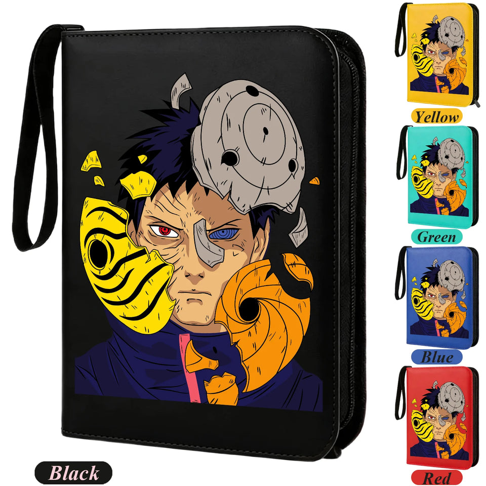 Anime Rogue Ninja Zippered Trading Card Binder - 9-Pocket PU Leather TCG Collector Folder Album with Wrist Strap & Red Cloud Graphic - Portable Storage Case for Pokemon, MTG, Yu-Gi-Oh & Sports Cards