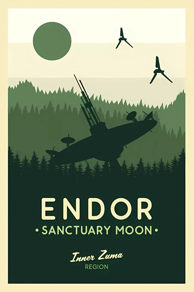 Star Wars Travel Poster Canvas Wall Art - Vintage Retro Planet Prints - Minimalist Sci-Fi Movie Decor for Home, Office, or Game Room - Naboo, Mustafar & Endor Editions