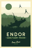 Star Wars Travel Poster Canvas Wall Art - Vintage Retro Planet Prints - Minimalist Sci-Fi Movie Decor for Home, Office, or Game Room - Naboo, Mustafar & Endor Editions