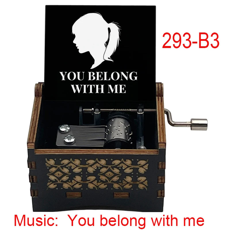 "You Belong With Me" Hand-Crank Wooden Music Box - Taylor Swift Inspired Fan Souvenir - Laser-Engraved Lyrics & Portrait - Limited Edition Musical Keepsake Gift
