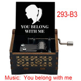 "You Belong With Me" Hand-Crank Wooden Music Box - Taylor Swift Inspired Fan Souvenir - Laser-Engraved Lyrics & Portrait - Limited Edition Musical Keepsake Gift