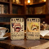 Anime Pirate Wanted Poster Luggage Tag - Vintage Monkey D Luffy Gear 5 Bounty Card - Retro Vinsmoke Sanji & Nico Robin Travel ID Bag Tag - Nostalgic Manga Fan Gift for Backpack, Suitcase & Keychain