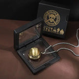 Anime Pirate Medallion Pendant Necklace Set - Vintage Straw Hat & Heart Jolly Roger Medals - Retro Blue Face Emblem Stainless Steel Chain Jewelry - Nostalgic Manga Fan Gift with Premium Display Box
