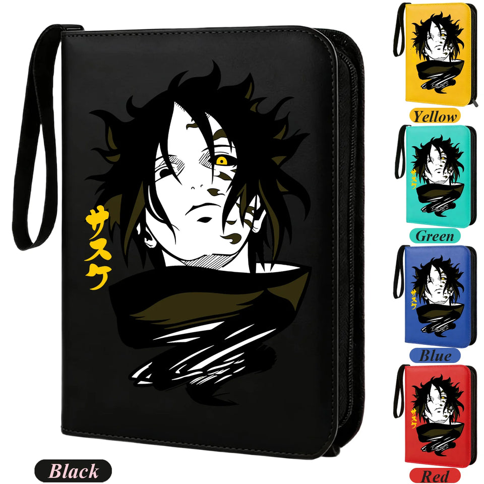 Anime Rogue Ninja Zippered Trading Card Binder - 9-Pocket PU Leather TCG Collector Folder Album with Wrist Strap & Red Cloud Graphic - Portable Storage Case for Pokemon, MTG, Yu-Gi-Oh & Sports Cards