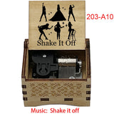 "Shake It Off" Hand-Crank Wooden Music Box - Taylor Swift Inspired Fan Souvenir - Laser-Engraved Pop Icon Silhouette & Lyric - Unique Musical Keepsake Gift