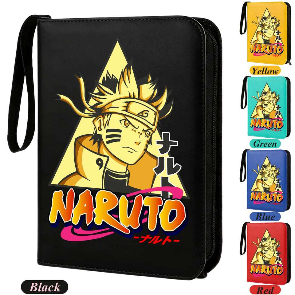 Anime Rogue Ninja Zippered Trading Card Binder - 9-Pocket PU Leather TCG Collector Folder Album with Wrist Strap & Red Cloud Graphic - Portable Storage Case for Pokemon, MTG, Yu-Gi-Oh & Sports Cards