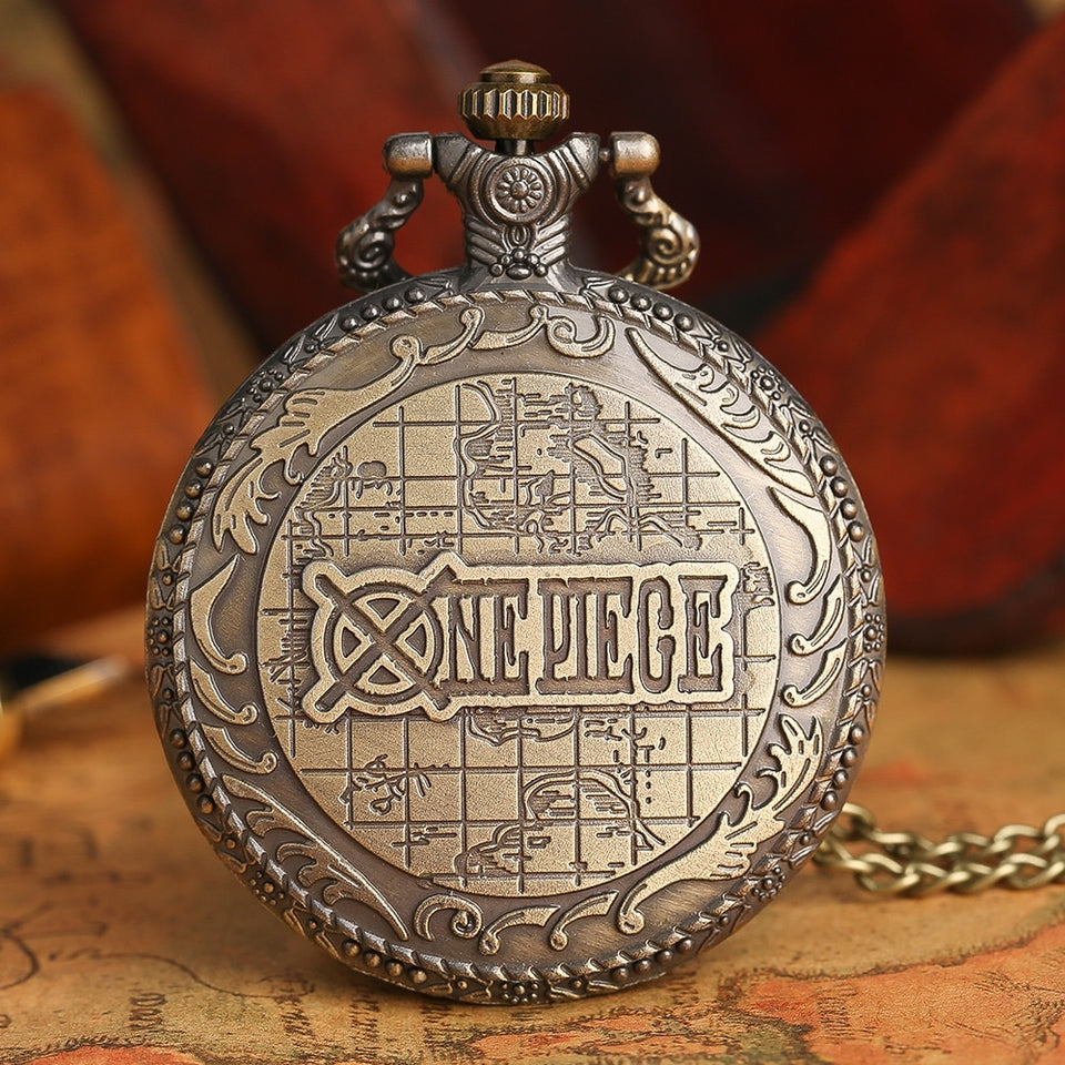One Piece Anime Steampunk Vintage Pocket Watch Necklace