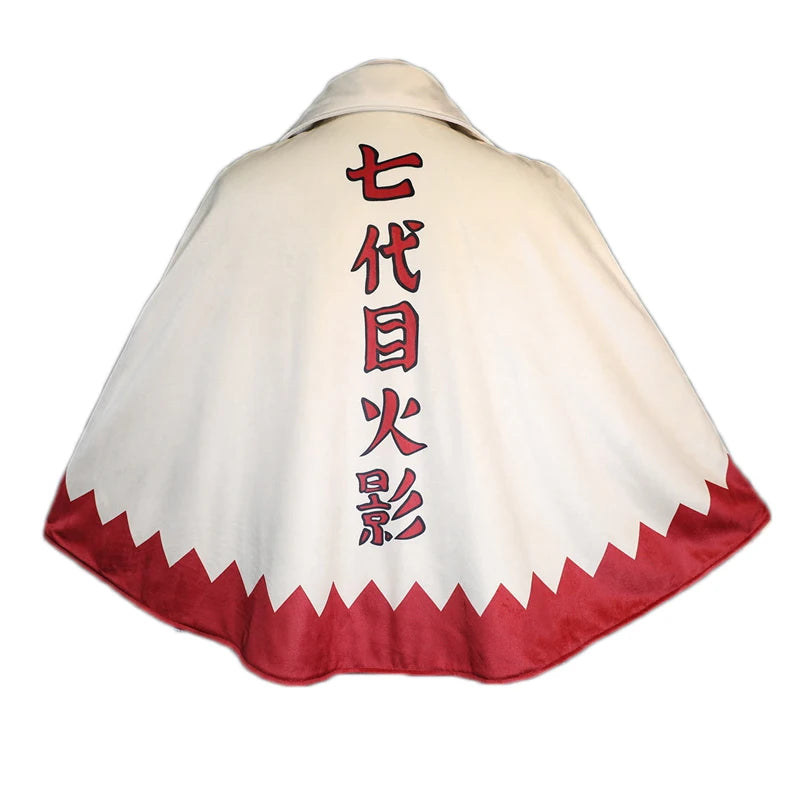 Anime Seventh Generation Hokage Cosplay Cloak - Premium White Seventh Fire Shadow Robe Cape - Retro Hidden Leaf Village Leader Outfit - High-Quality Halloween Costume & Comic-Con Apparel for Adults
