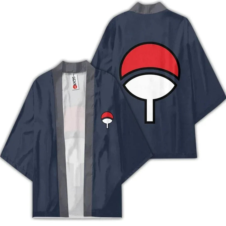 Anime Kimono Haori Cardigan Cloak - Akatsuki Red Cloud Printing Open Front Robe - Gaara Jiraiya Uchiha Unisex Graphic Yukata Jacket - Casual Streetwear Ninja Cosplay Cape Outwear