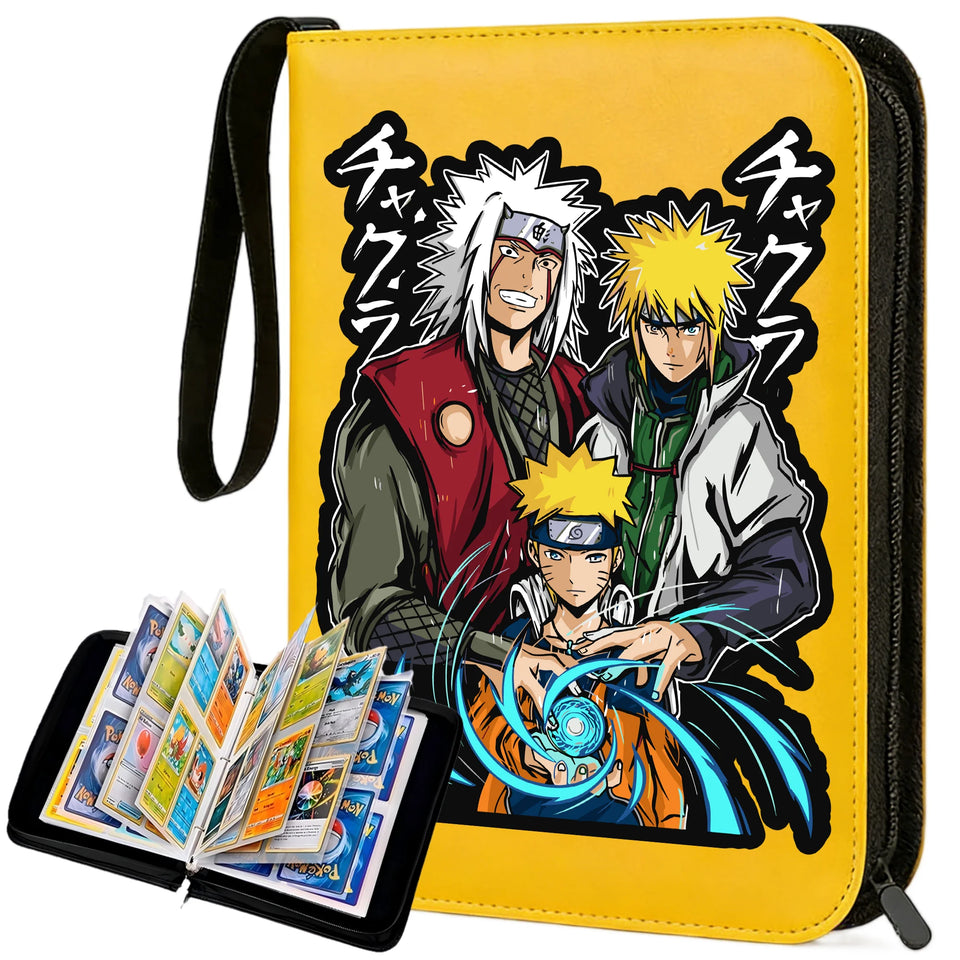 Anime Rogue Ninja Zippered Trading Card Binder - 9-Pocket PU Leather TCG Collector Folder Album with Wrist Strap & Red Cloud Graphic - Portable Storage Case for Pokemon, MTG, Yu-Gi-Oh & Sports Cards