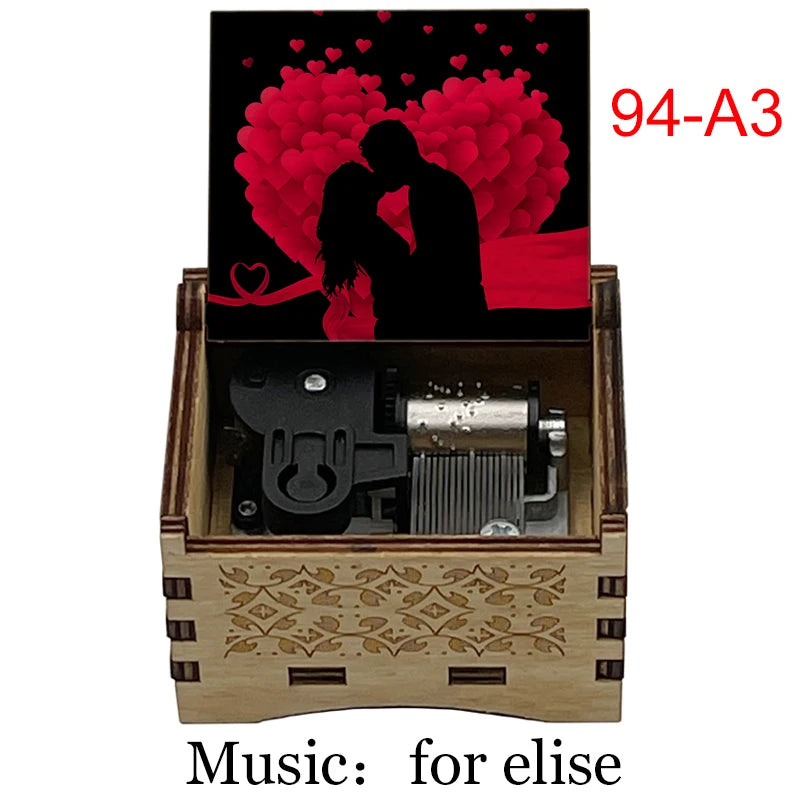 Für Elise Hand-Crank Wooden Music Box - Laser-Engraved Beethoven Classical Theme Replica - Elegant Ballerina Souvenir & Vintage Musical Keepsake Gift