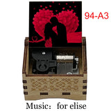 Für Elise Hand-Crank Wooden Music Box - Laser-Engraved Beethoven Classical Theme Replica - Elegant Ballerina Souvenir & Vintage Musical Keepsake Gift