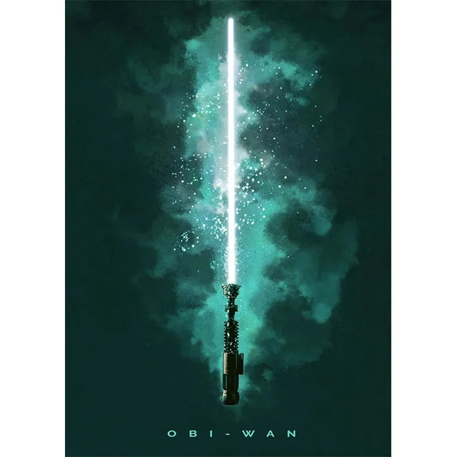 Star Wars Lightsaber Canvas Wall Art - Iconic Jedi & Sith Weaponry Prints - Minimalist Sci-Fi Movie Decor for Home, Office, or Game Room - Kylo Ren, Ahsoka Tano & Obi-Wan Editions