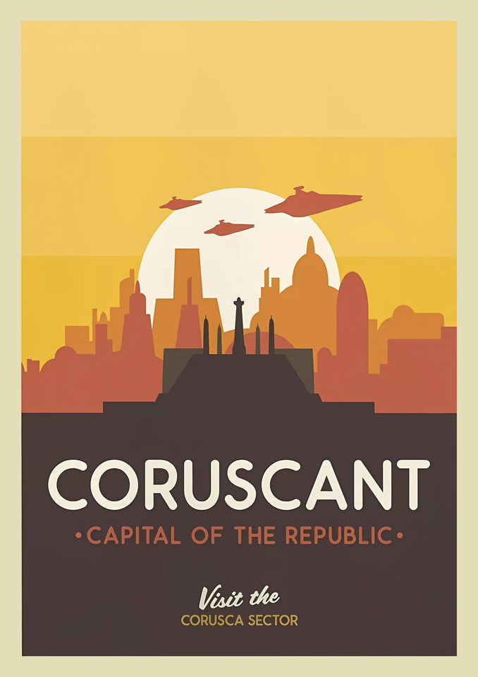 Star Wars Travel Poster Canvas Wall Art - Vintage Retro Planet Prints - Minimalist Sci-Fi Movie Decor for Home, Office, or Game Room - Naboo, Mustafar & Endor Editions