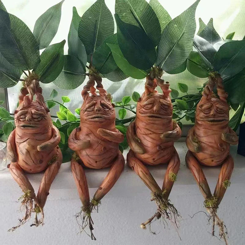 Mandrake Root Resin Statue - Handcrafted Harry Potter Inspired Garden Figurine & Indoor Mythical Plant Decor - Realistic Mandragora Herbology Art Ornament