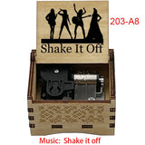 "Shake It Off" Hand-Crank Wooden Music Box - Taylor Swift Inspired Fan Souvenir - Laser-Engraved Pop Icon Silhouette & Lyric - Unique Musical Keepsake Gift