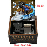 Anime Pirate Brook Wooden Music Box - Bink's Sake Engraved Hand-Crank Musical Toy - Retro Soul King Laser Etched Musicbox - Collectible Nostalgic Fan Gift for Birthday & Room Display