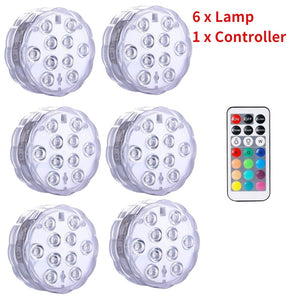10 LED Remote Controlled RGB Submersible Light