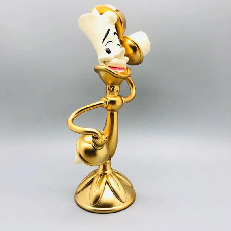 Beauty and the Beast Cogsworth & Lumiere Desktop Collectible Set - Functional Pendulum Clock & Light-Up LED Figurine - Premium Resin Movie Replica Home Decor & Gift Duo