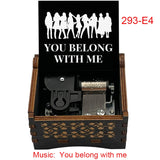 "You Belong With Me" Hand-Crank Wooden Music Box - Taylor Swift Inspired Fan Souvenir - Laser-Engraved Lyrics & Portrait - Limited Edition Musical Keepsake Gift