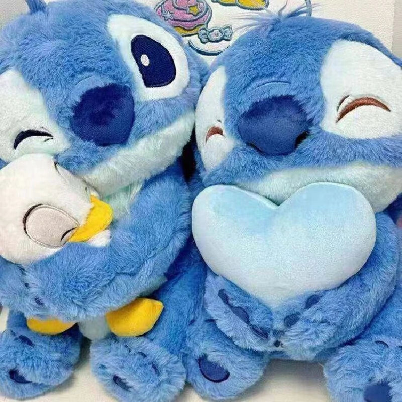 Classic Blue Alien Hugging Duckling Plush Toy - Cute Experiment 626 Duck Plushie Cushion - Kawaii Soft Fluffy Stuffed Animal Doll - Collectible Nostalgic Fan Gift for Kids Room, Bed & Desk Display - (35-80cm)