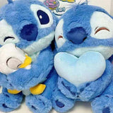 Classic Blue Alien Hugging Duckling Plush Toy - Cute Experiment 626 Duck Plushie Cushion - Kawaii Soft Fluffy Stuffed Animal Doll - Collectible Nostalgic Fan Gift for Kids Room, Bed & Desk Display - (35-80cm)
