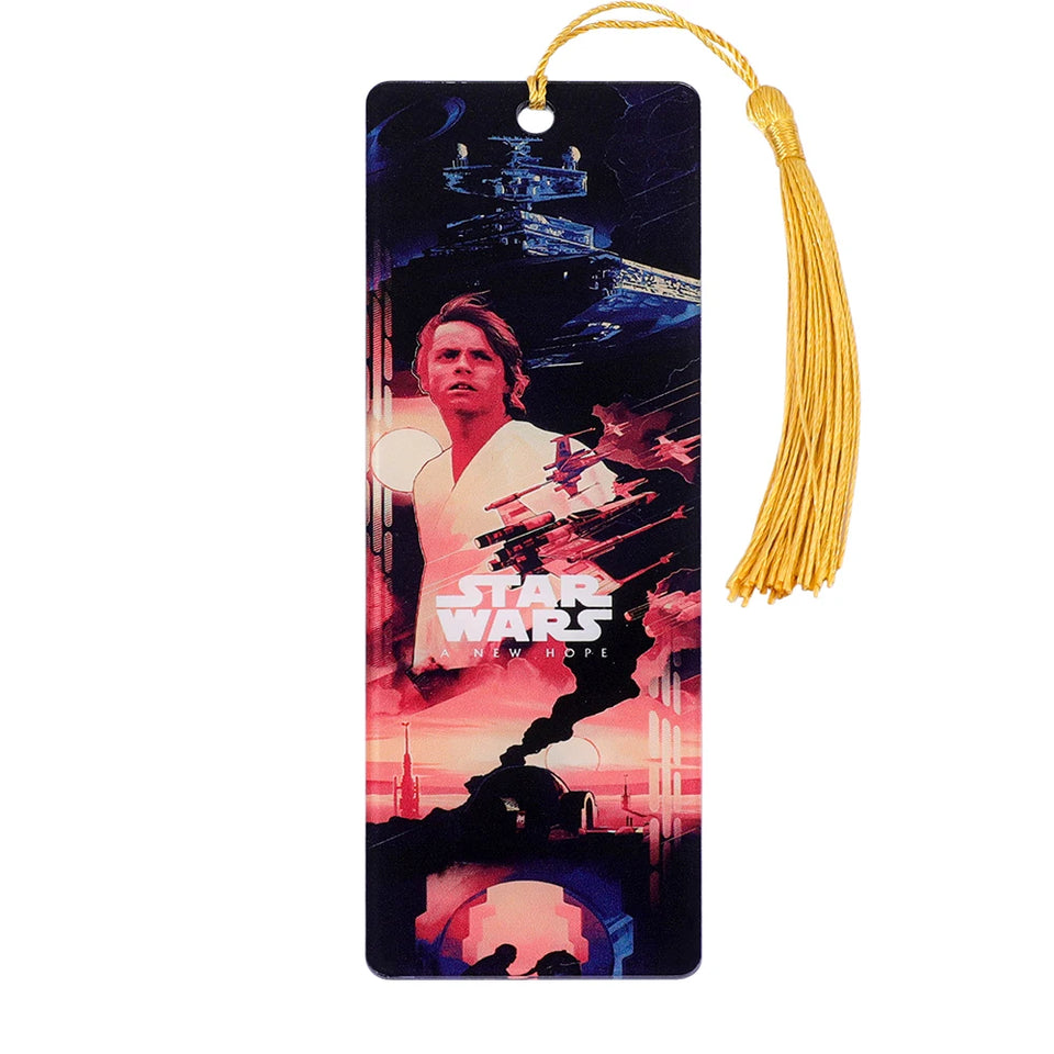 Star Wars Collectible Bookmark Set with Silk Tassels - Premium Mandalorian, Darth Vader & Luke Skywalker Graphic Book Page Markers - Durable Sci-Fi Reading Accessories - Cool Gift for Bookworms & Fans