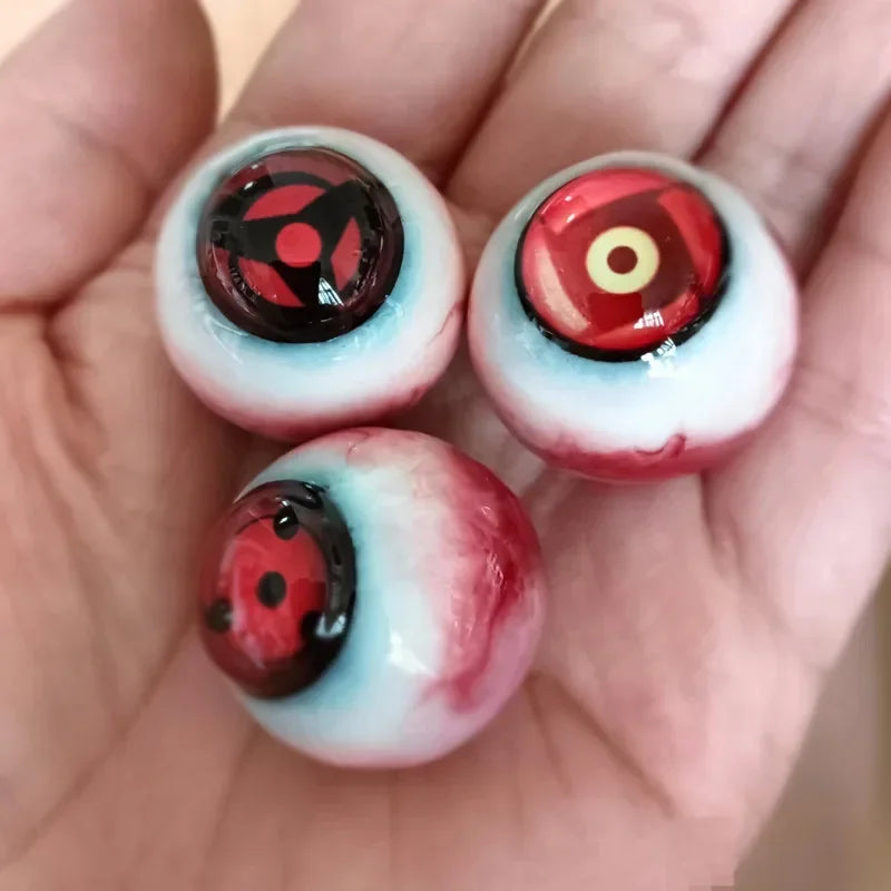Naruto Sharingan & Mangekyou Sharingan Eyeball Prop Set - Realistic Uchiha Cosplay Eyeball Replicas - Itachi, Sasuke & Kakashi Eye Props for Anime Displays & Halloween