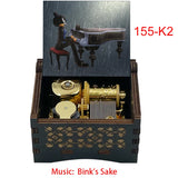Anime Pirate Brook Wooden Music Box - Bink's Sake Engraved Hand-Crank Musical Toy - Retro Soul King Laser Etched Musicbox - Collectible Nostalgic Fan Gift for Birthday & Room Display