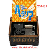 Anime Axis Powers Wooden Music Box - Vintage Hand-Crank Engraved Wooden Musical Toy - Retro Axis & Allies Character Art Print Musicbox - Collectible Nostalgic Fan Gift for Birthday & Room Display
