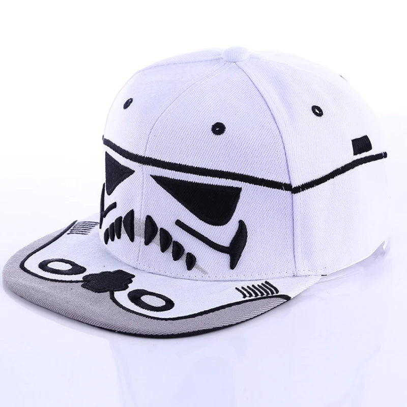 Star Wars Stormtrooper Snapback Hat - Premium Embroidered Sci-Fi Imperial Soldier Baseball Cap - White & Grey Flat Brim Streetwear Trucker Hat - Adjustable Hip Hop Headwear Cosplay Gift