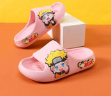 Anime Ninja Character Slide Sandals - Cute Cartoon Yellow Chibi Open Toe Slippers - Waterproof Non-Slip EVA Cloud Slides for Men, Women & Kids - Comfortable Indoor Outdoor Beach Footwear Gift