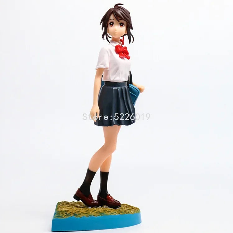 Your Name Anime Figure Set - Premium Taki Tachibana & Mitsuha Miyamizu Uniform Statue - Kimi no Na wa Interlocking Diorama Base Model - Romantic Shinkai Film Collectible Fan Gift with Heart Window Box - (22CM)