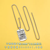 Anime Pirate Bounty Dog Tag Necklace - Vintage Monkey D Luffy Wanted Poster Pendant - Stainless Steel Braided Wheat Chain Jewelry - Nostalgic Manga Fan Gift with Premium Display Box