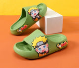 Anime Ninja Character Slide Sandals - Cute Cartoon Yellow Chibi Open Toe Slippers - Waterproof Non-Slip EVA Cloud Slides for Men, Women & Kids - Comfortable Indoor Outdoor Beach Footwear Gift