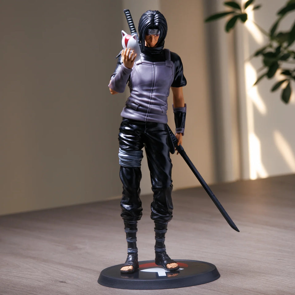 Naruto Itachi Uchiha ANBU Action Figure - Tactical Black Ops Statue with Sword & ANBU Mask - Collectible Anime Desk Figure - 28CM
