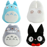 Cute Anime Forest Spirit Plush Cushion - Kawaii Magical Grey & Blue Spirit Pillow - Retro Black Cat Stuffed Animal Doll - Nostalgic Manga Fan Gift for Bed, Couch & Gaming Room Decor