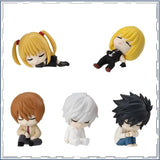 Anime Sleeping Chibi Figure Set - Cute Mini L Lawliet, Light Yagami, Misa Amane & Near Sleeping Statue - Kawaii Desktop PVC Model Toy Collection - Cool Otaku Gift for Bedroom Display