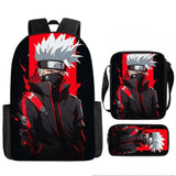 Naruto Tactical Ninja Graphic 3-Piece Backpack Set - Anime Laptop Bookbag with Matching Crossbody Lunch Bag & Pencil Case - 3-in-1 School Set for Students & Anime Fans